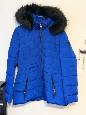 Calvin Klein Royal Blue Puffer with Black Circular Logo